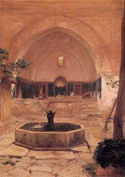 Lord Frederick Leighton : Courtyard of a Mosque at Broussa